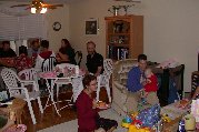 Portions of Maddie's extended family got down to food soon after arriving