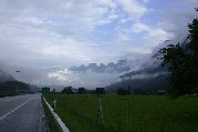 Cloud shrouded mountains 91 km from Zurich