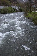 Looking upstream on dominant of Beddgelert's two rivers