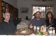 Stan, Paul & Kitty ready to eat after shopping and cooking