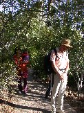 Paul, with Adi and Shoshan behind, takes in the aviary sights