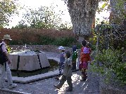 Strolling through a fountain area of the lovely ASDM gardens