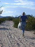 Paul jogs through the sand