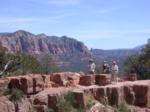 Southern vista beyond Castle Rock behind Oli, Lindsey, Kitty and Paul