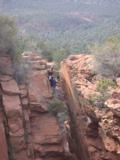 Lindsey joins the descent by way of crags