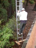 Providing sure footing for ladder was essential
