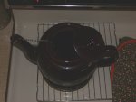 Teaball in pot w/ first pot of boiling water