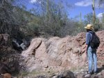 Imagine fast moving water flowing over the smoother rock surfaces